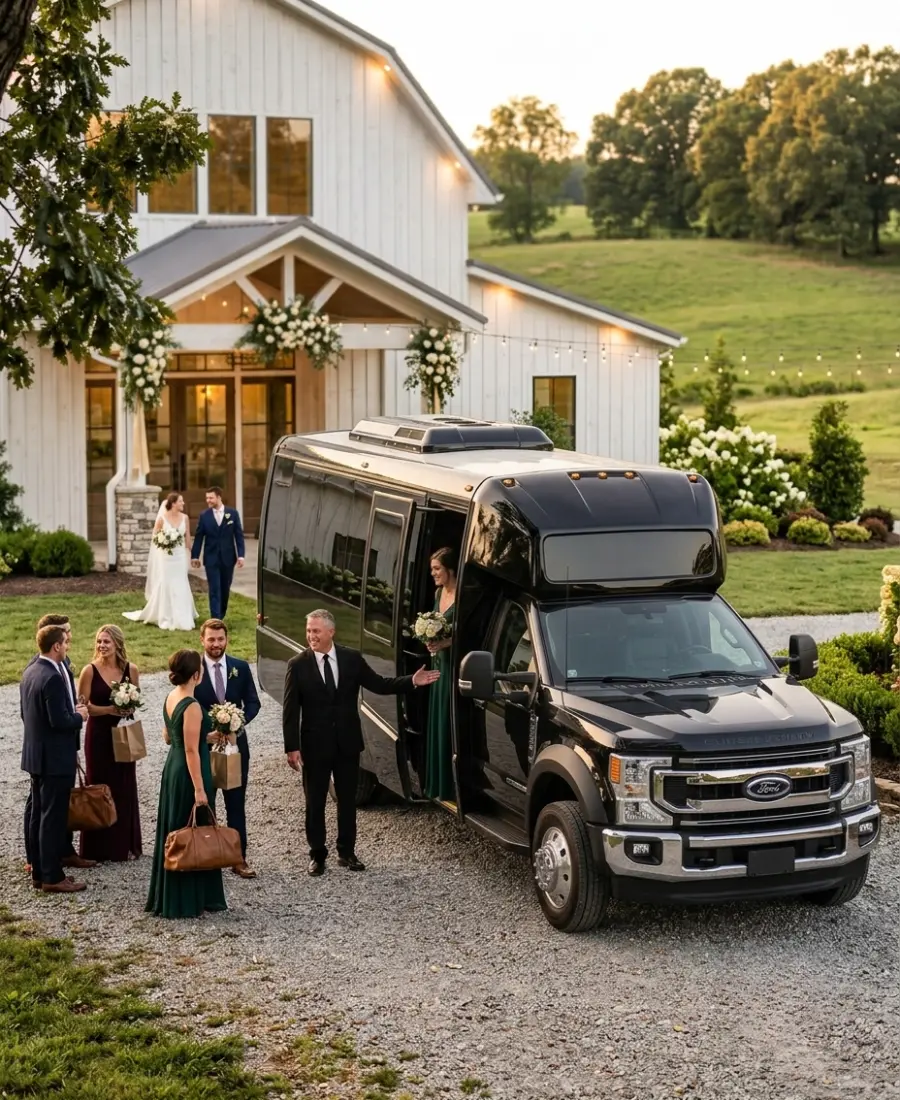 Executive Mini Coach wedding guest shuttle Nashville large wedding